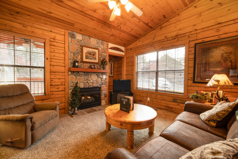 Cozy Walk-in King Bed Cabin for Two with Fireplace, Whirlpool Tub, and Private Balcony Photo