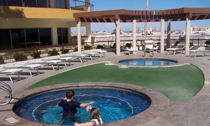 The pool area