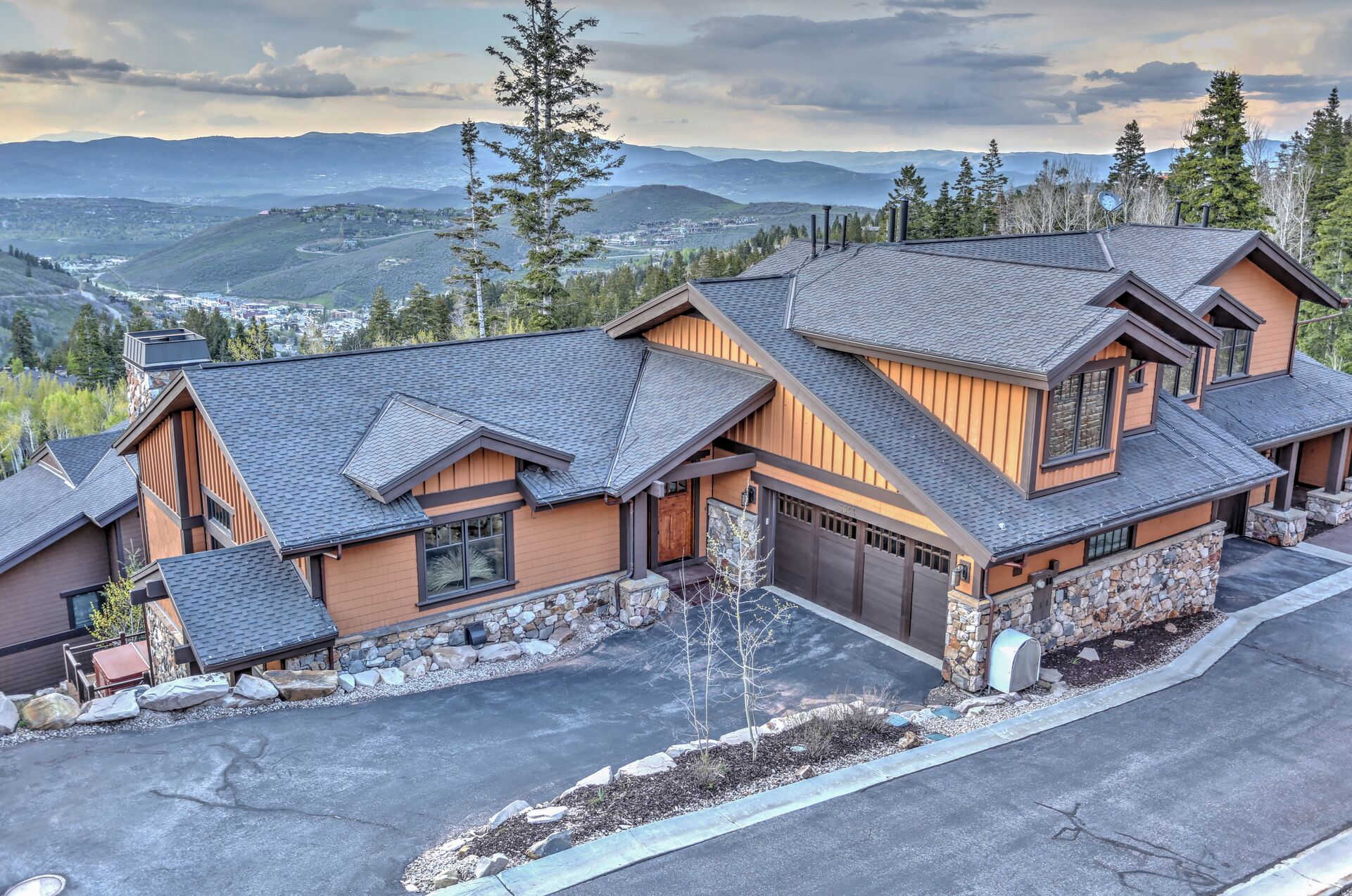 View of Lookout 2 - Deer Valley home facing front of house, overlooking the mountains and ski slopes