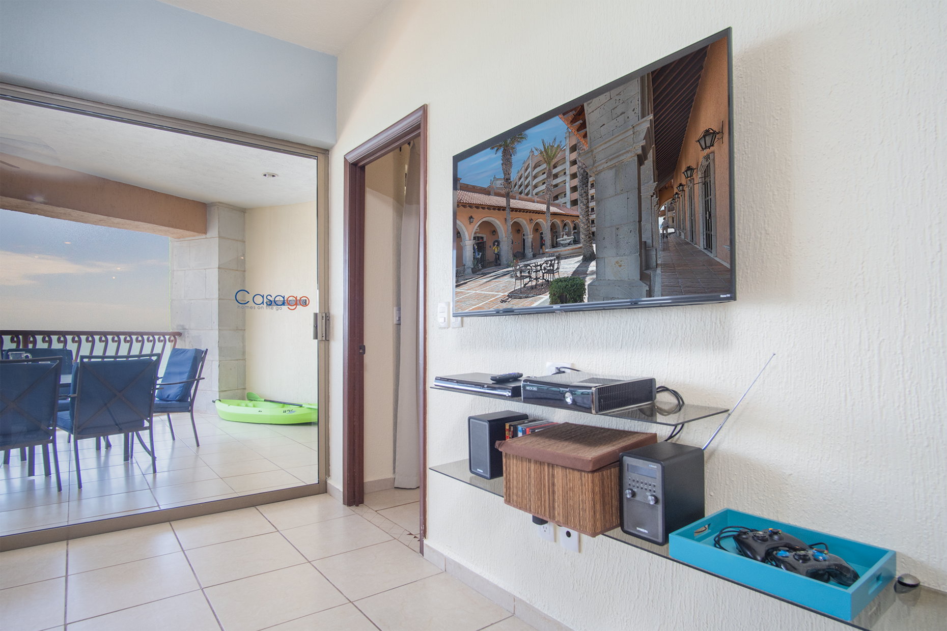 TV in the living room with gate system