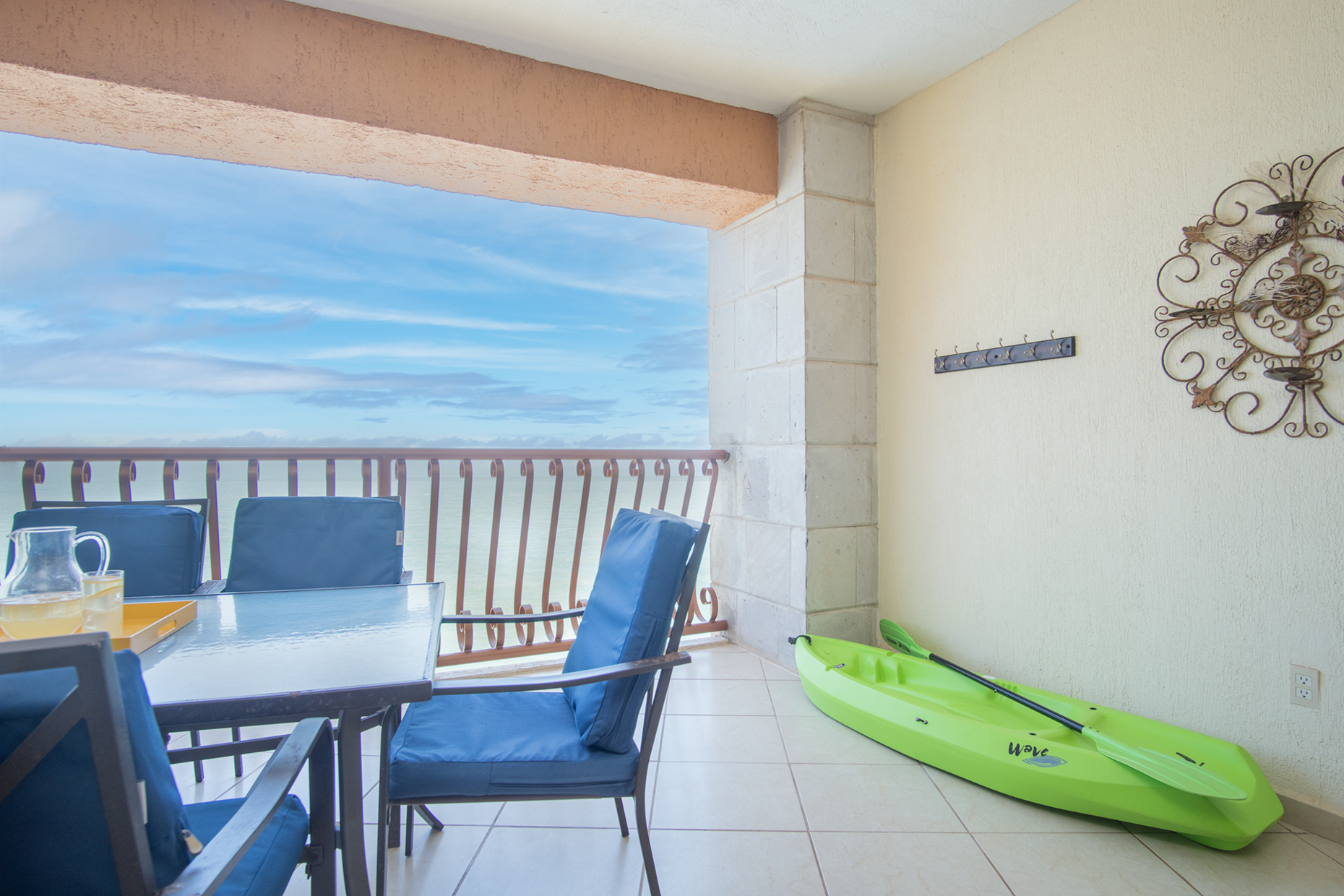 kayak for guests on the patio
