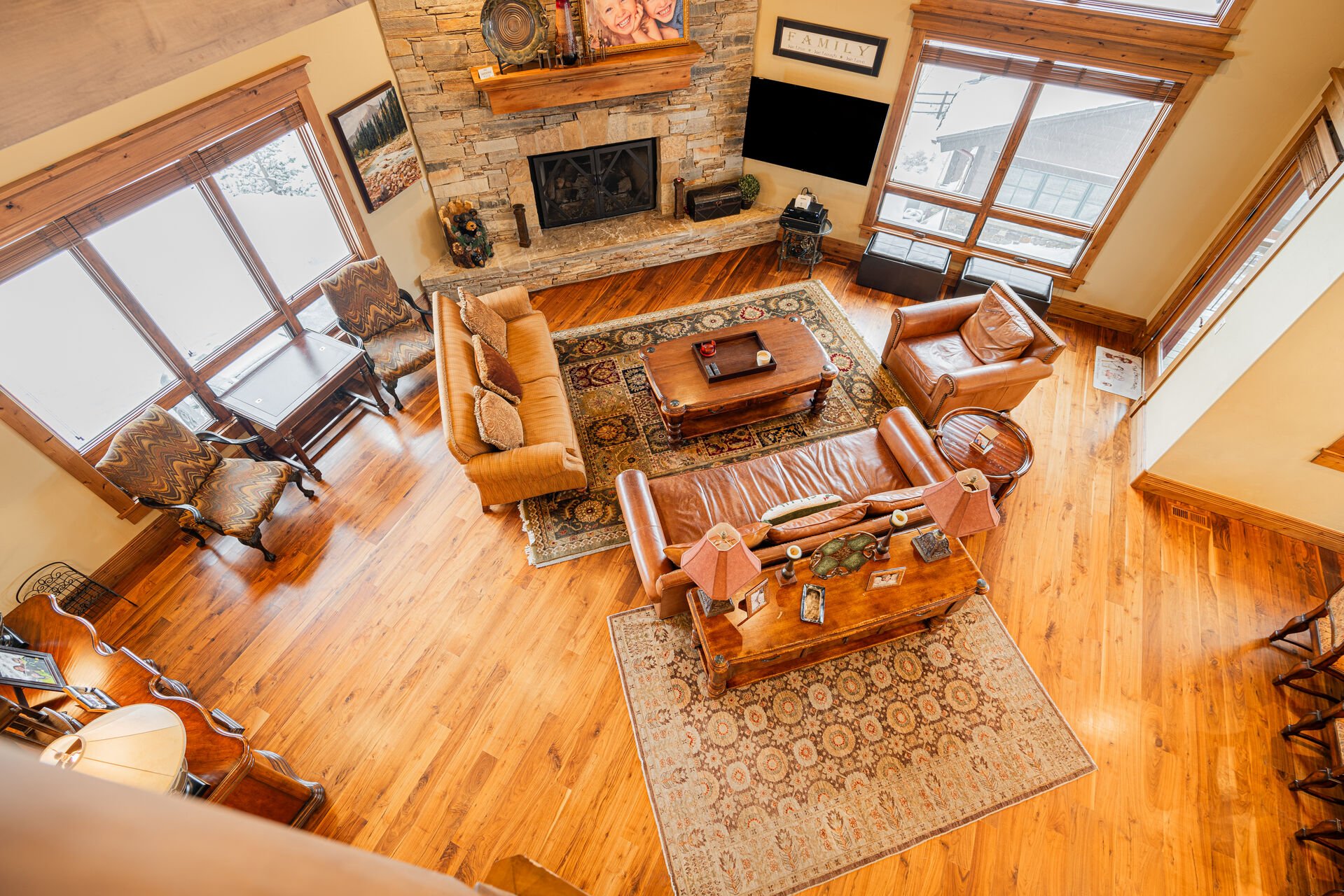 View of the living room from level above
