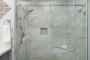 Glass shower stall in the main bathroom