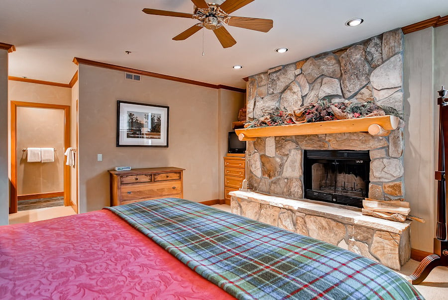 Fireplace in master bedroom in Mont Cervin 301 - Deer Valley