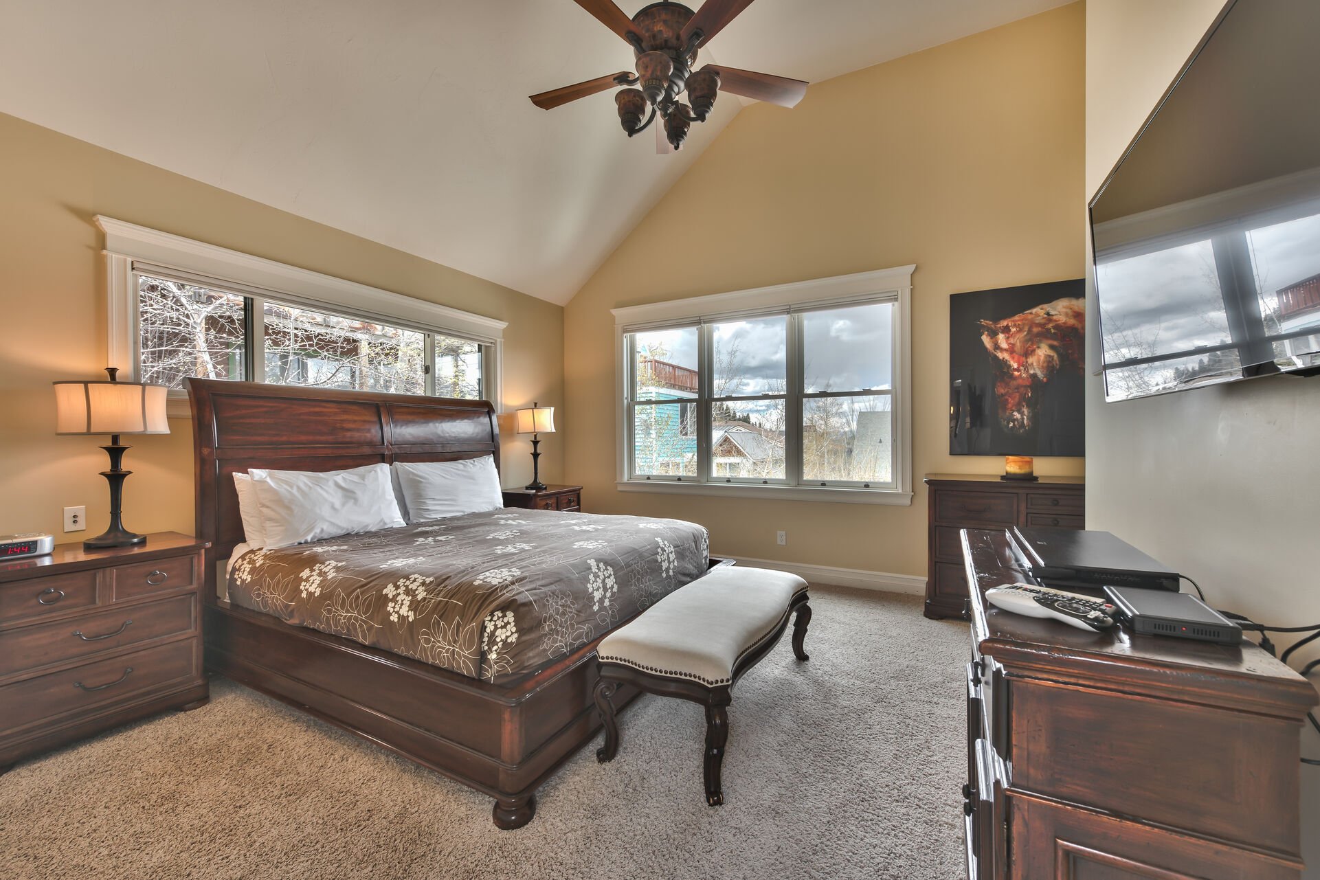 Master Bedroom with King Bed, TV and Private Bath
