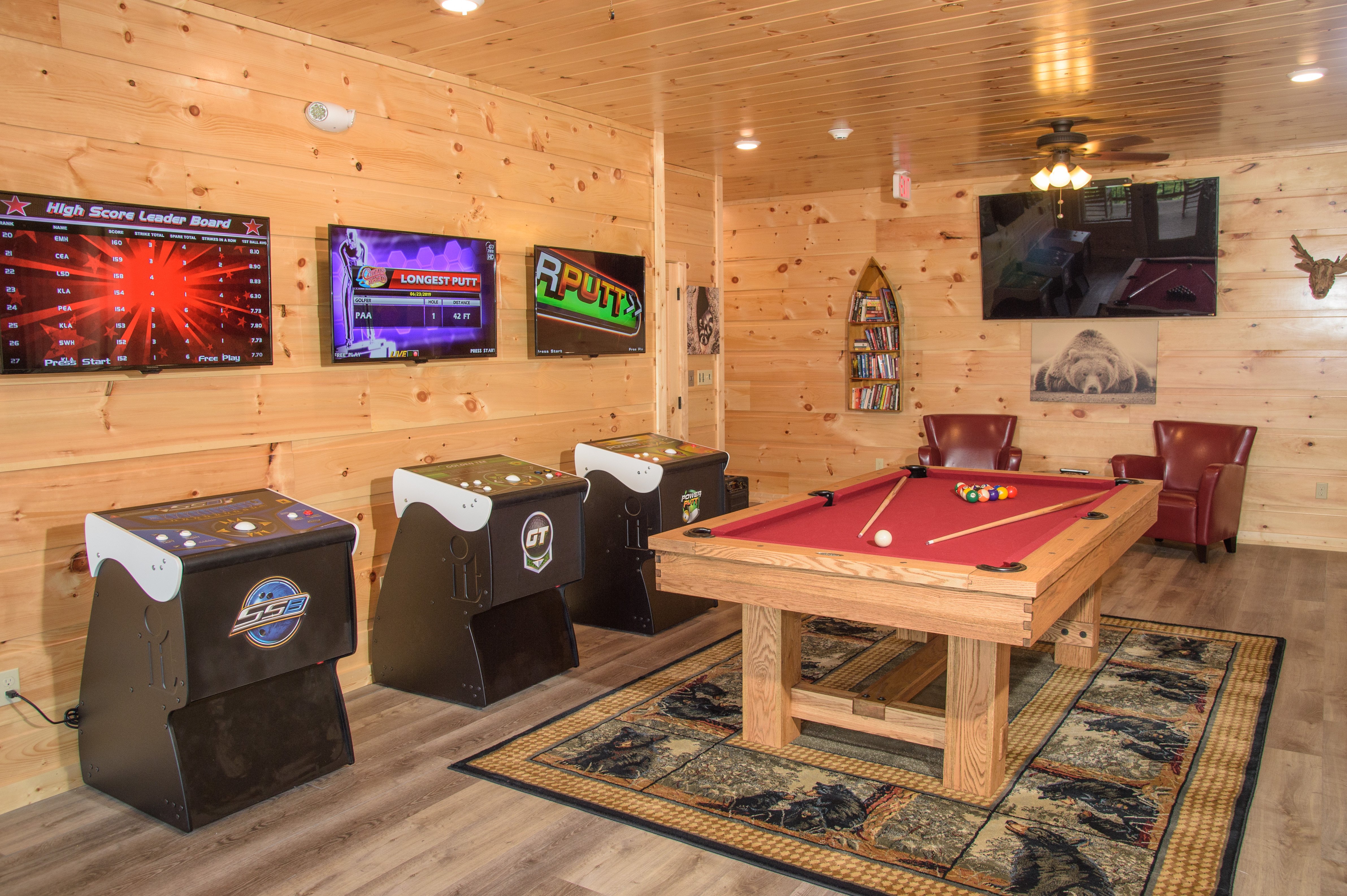 1 of 2 Game Rooms with Pool, Arcade Games, & Flat Screen TV