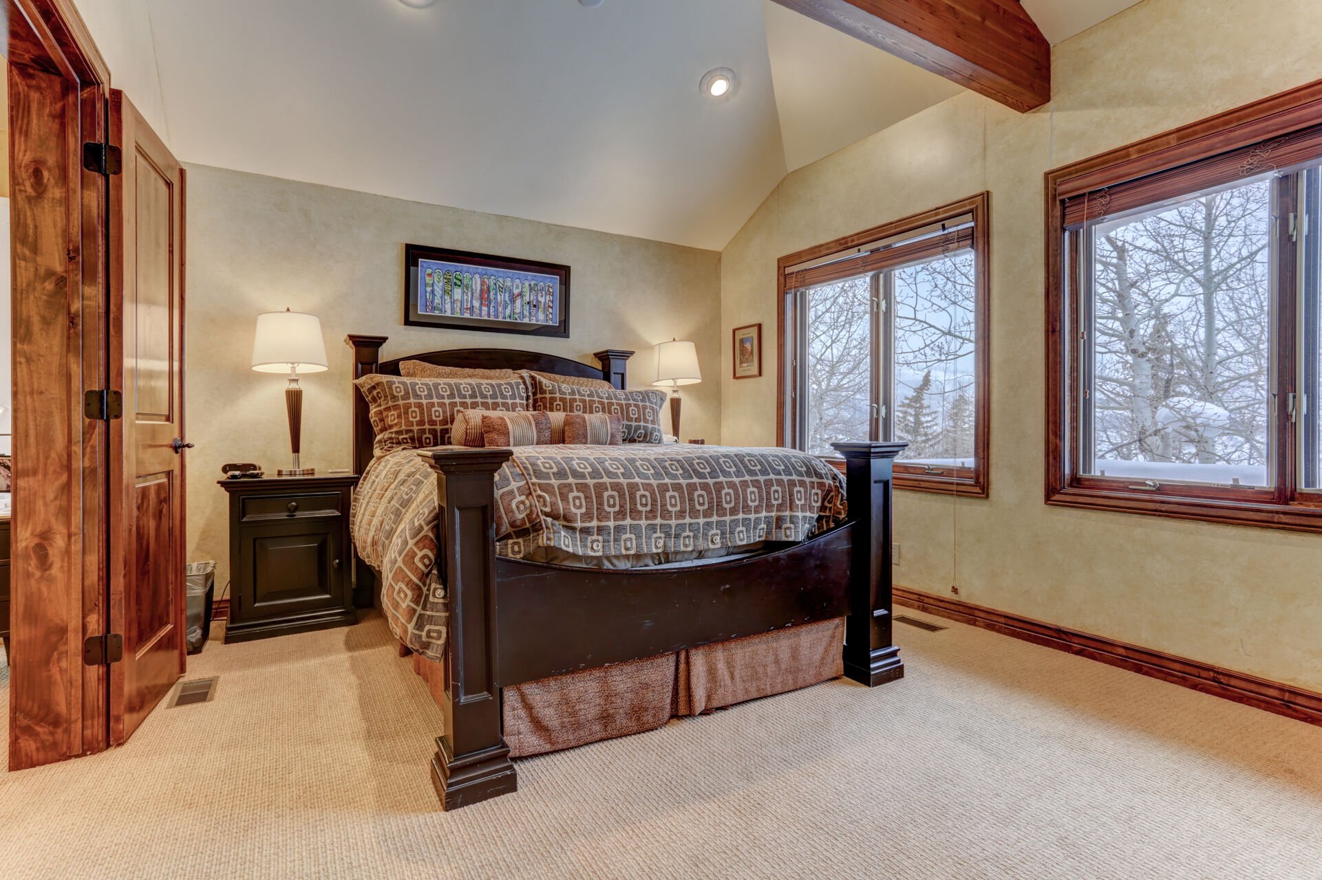 Master Bedroom Upper Level with Queen Bed, TV and Private Bath