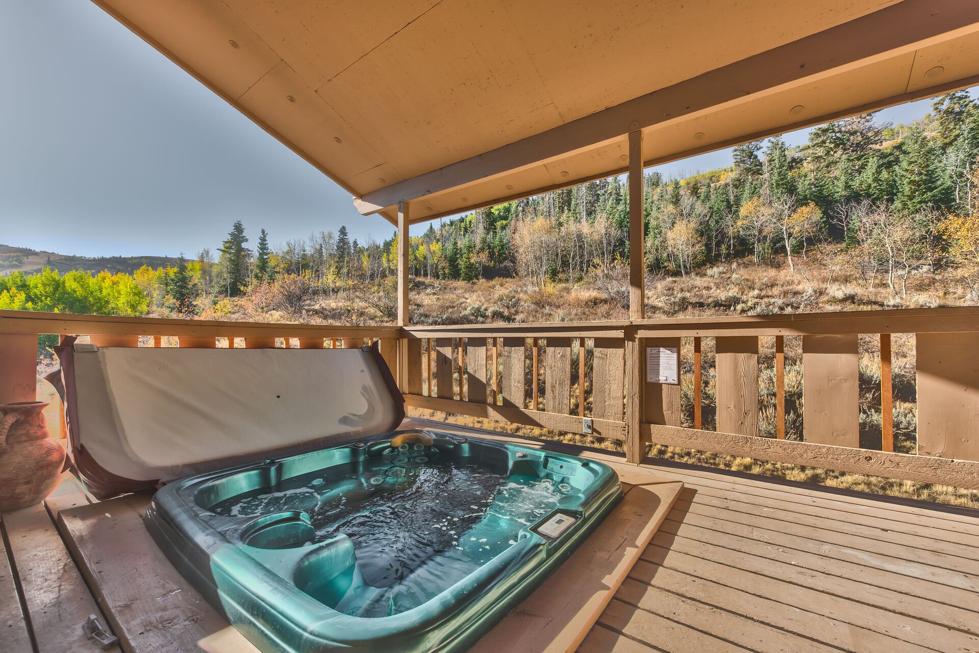 Private 6-seat Jacuzzi on back deck overlooking Deer Valley open space