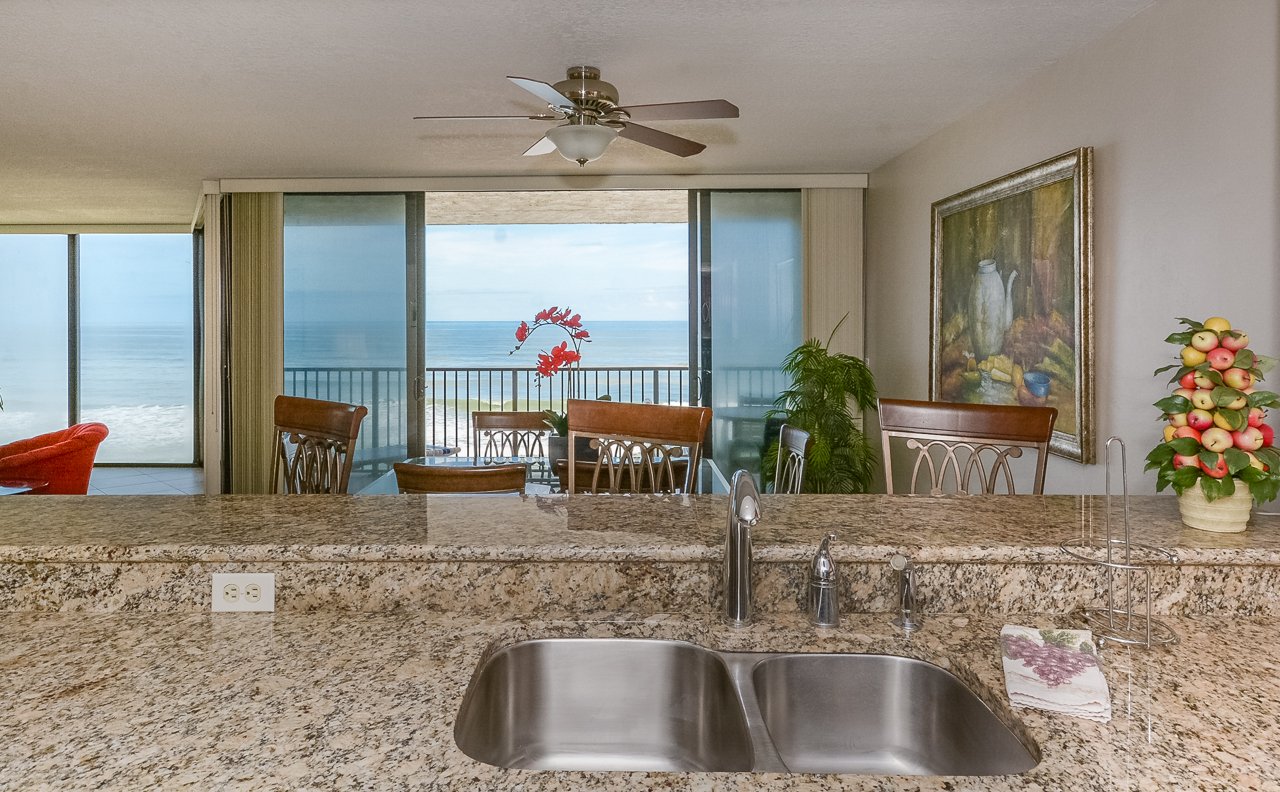 Enjoy views of the ocean while prepare dinner for the family.