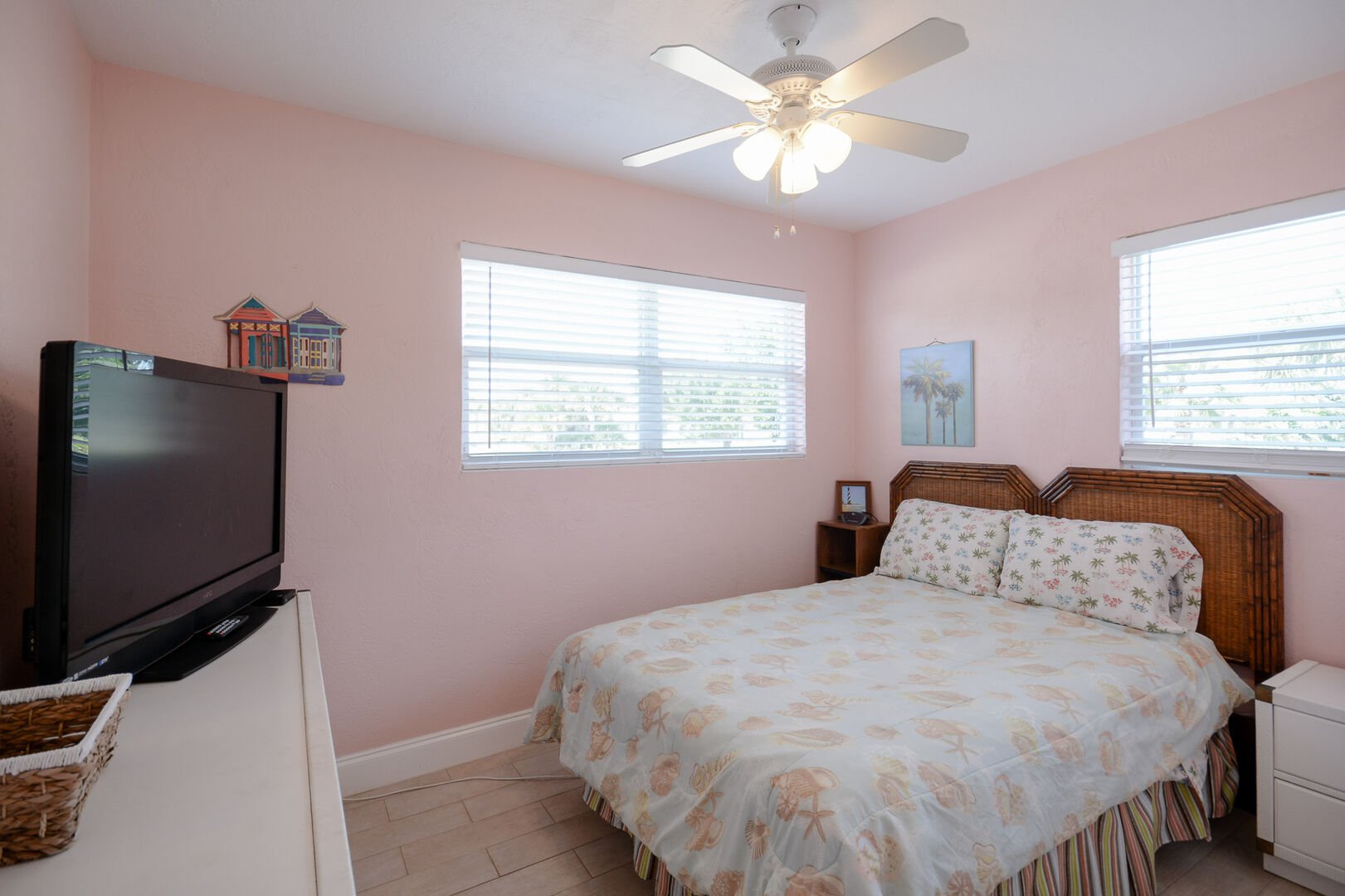 Master Bedroom with Full Sized Bed and Flat screen TV at Vacation Home New Smyrna Beach