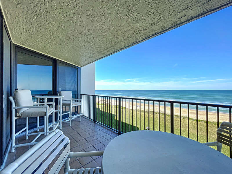 Enjoy the oceanfront views from the private balcony. View to the north.