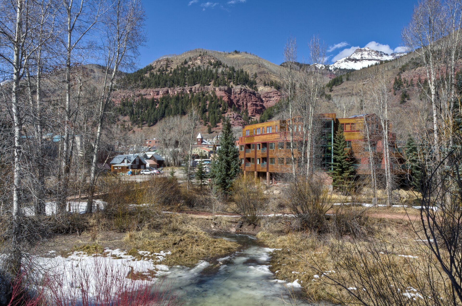 View from the Riverside D02, over the San Miguel River. Telluride vacation rental