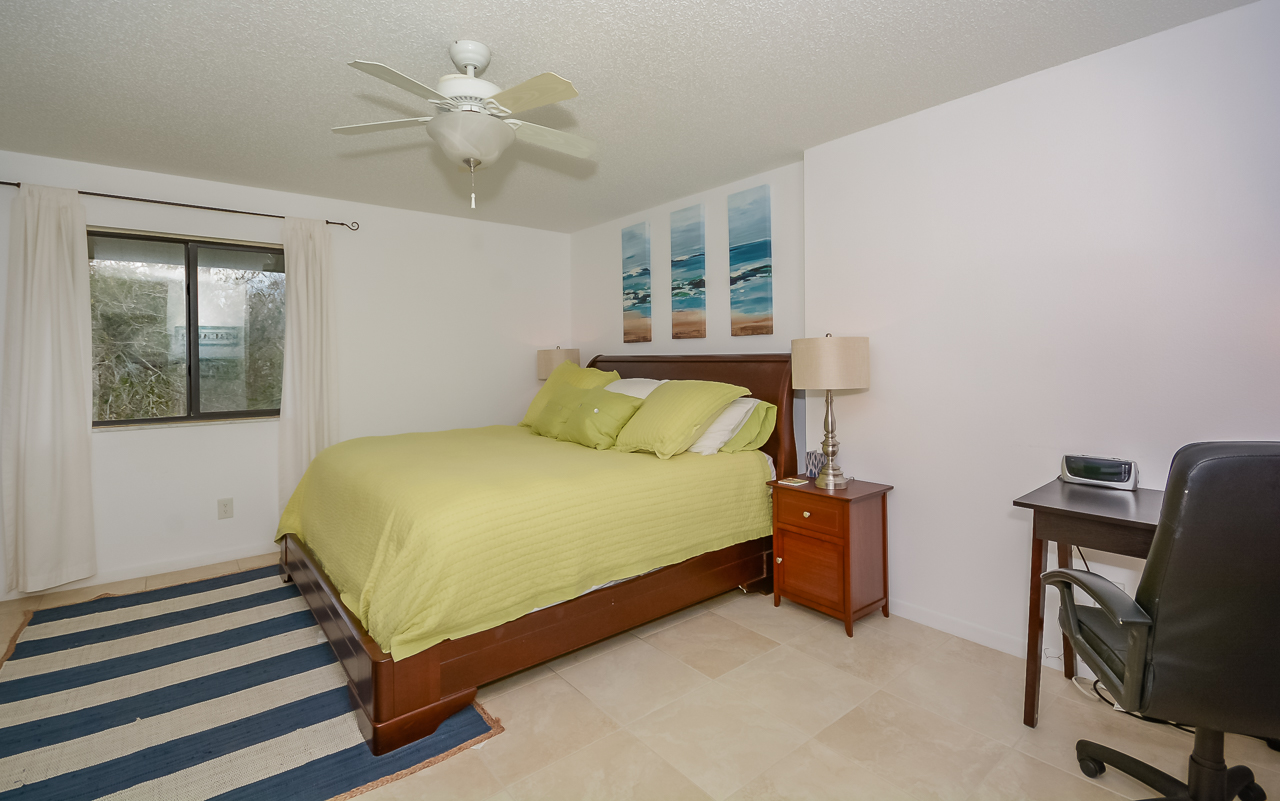 Master bedroom in this condo in New Smyrna Beach Florida.