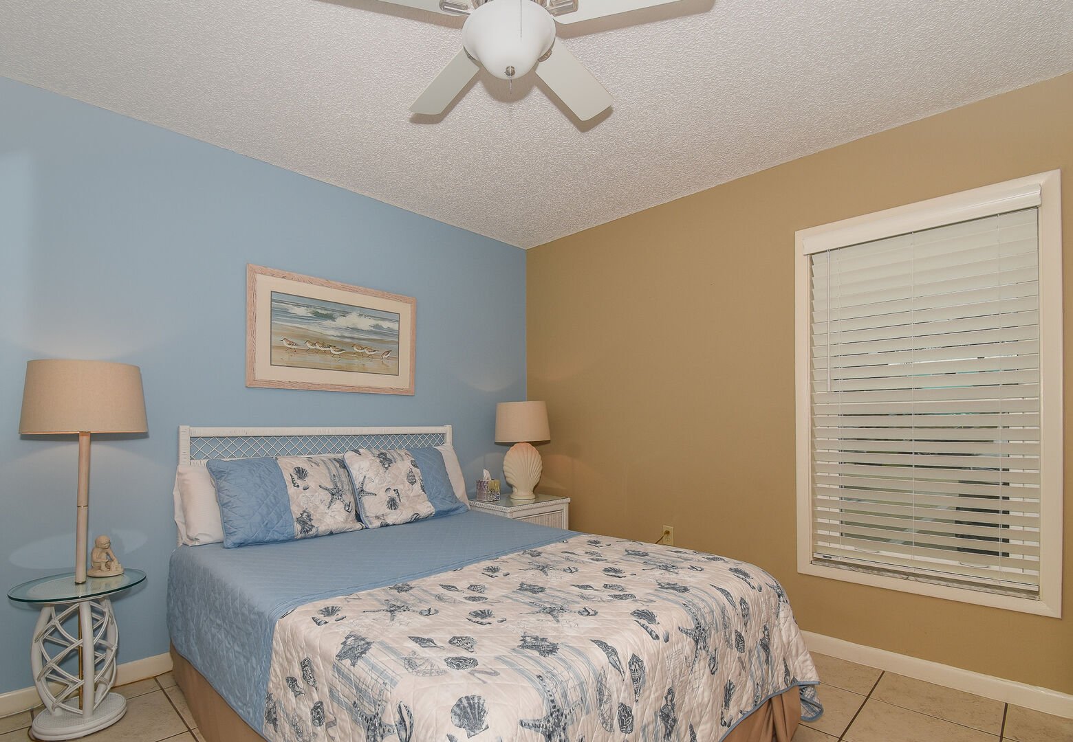 Bedroom with Reef Themed Decor at New Smyrna Beach Vacation Rentals