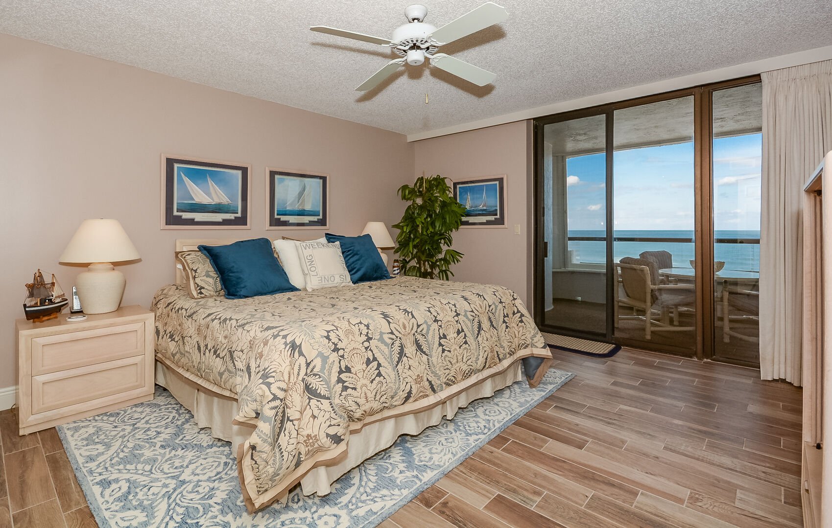 Beautiful view from the sliding glass door of the master bedroom of this New Smyrna Beach rental.