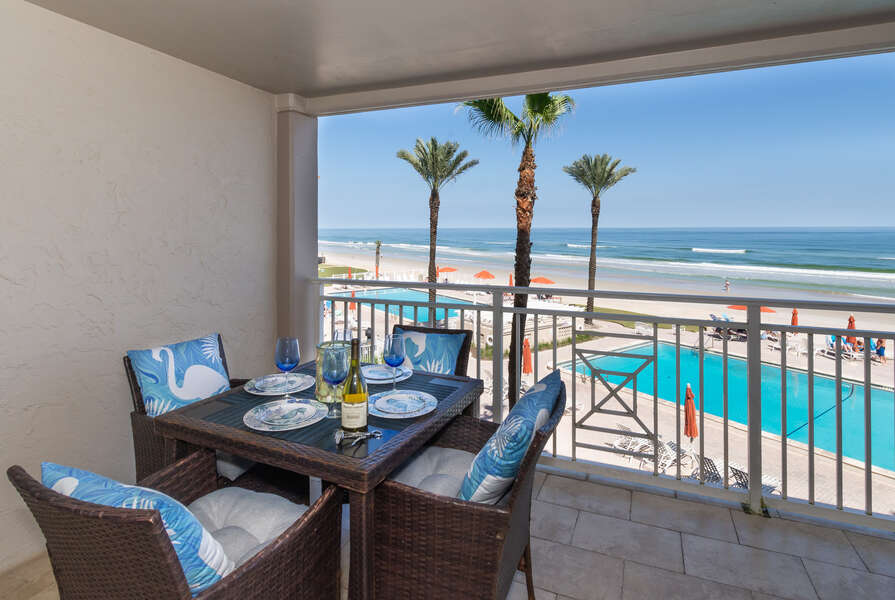 Sit back and relax as you enjoy the ocean breezes from the private, oceanfront balcony.