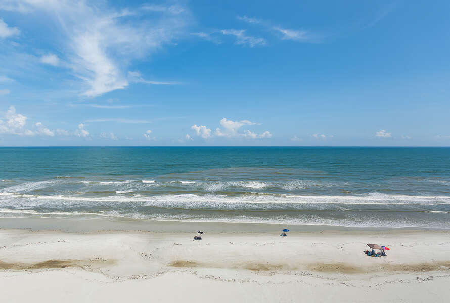 View of the ocean from the balcony of this New Smyrna Beach condo rental oceanfront.
