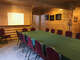 The multi-purpose room has banquet tables and seating for 20 people or more.