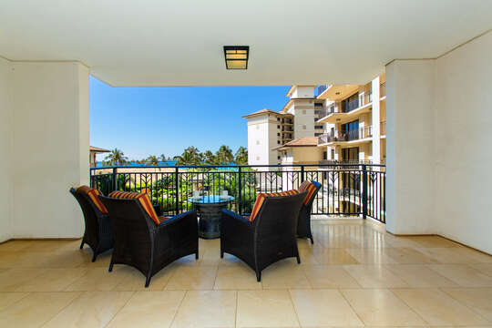 A Spacious Lanai with Ocean View at our Oahu Vacation Rental
