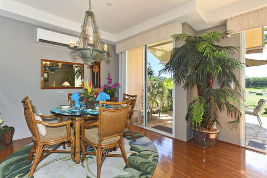 Dining Area Featuring Table and Four Chairs in Our Condo For Rent In Ko Olina Hawaii.