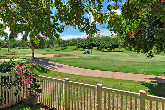 Backyard of Our Ko Olina Condo Oahu Has Golf Course Views.