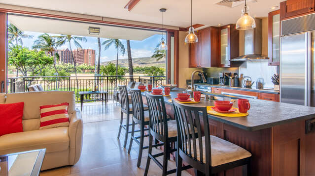 Kitchen with Updated Furnishings and Gorgeous View in our Ko Olina Villa