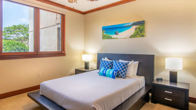 Second Bedroom with a Queen Size Platform Bed with a Tempurpedic Mattress in our Beach Villas OT-210