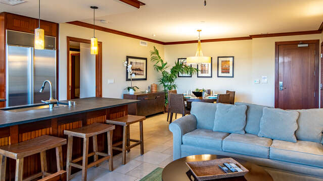 Living Area with NEW Sofa Bed inside our Oahu Ko Olina Beach Villa