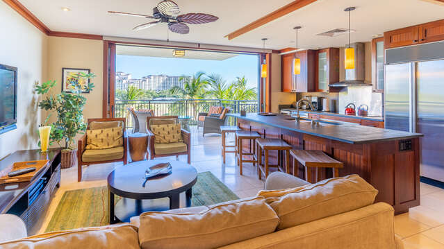 A view of the Lanai from the Entry to our Oahu Ko Olina Beach Villa