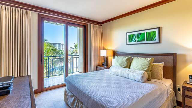 Master Bedroom with Access to the Lanai inside our Oahu Ko Olina Beach VIlla