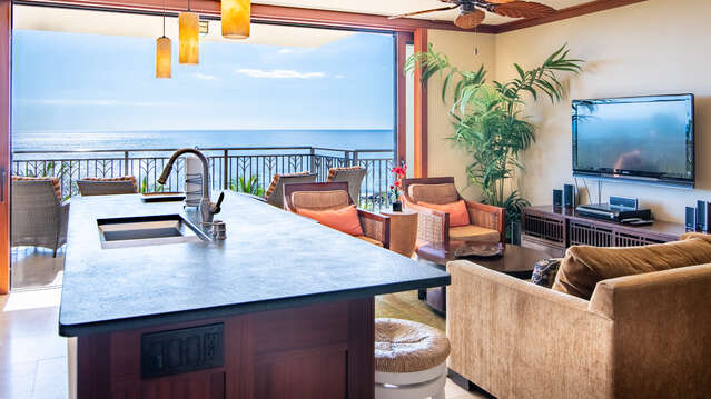 Ocean View from your Beach Villa at Ko Olina's Kitchen