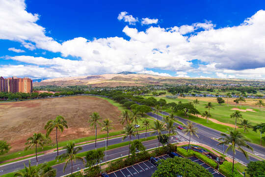 Golf Course and Mountain View from our Ko Olina Villa Rental.