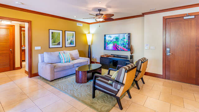 Designer Furnished Living Area in our Vacation Rental on Oahu