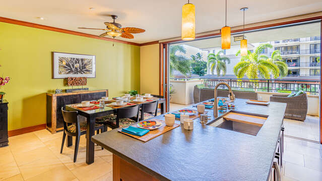Furnished Kitchen and Dining Area in our Vacation Rental in Oahu
