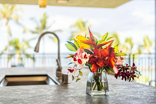 tropical flowers in the luxurious villa