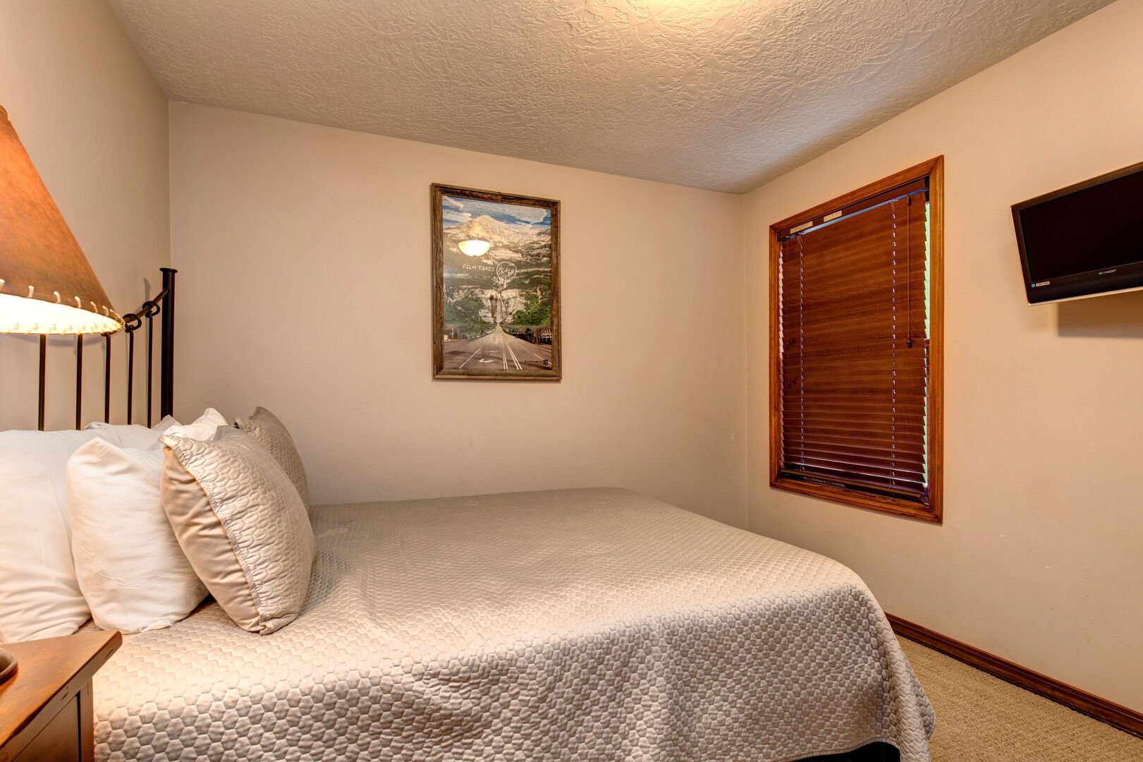 Bedroom 3 | Main Level, Queen Bed, TV, Full Bath with Shower Shared with Main Living Area