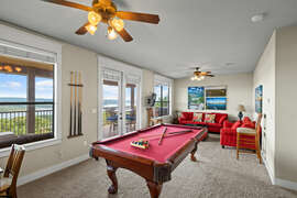 Large Upstairs Gameroom with Pool Table, Wet Bar, and Amazing Panoramic Lakeviews