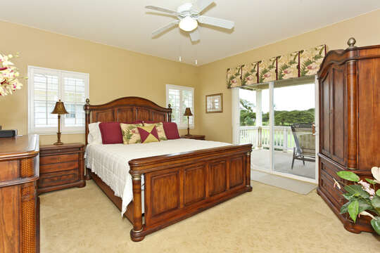 Nicely Furnished Master bedroom with Private Access to the Upper Lanai.