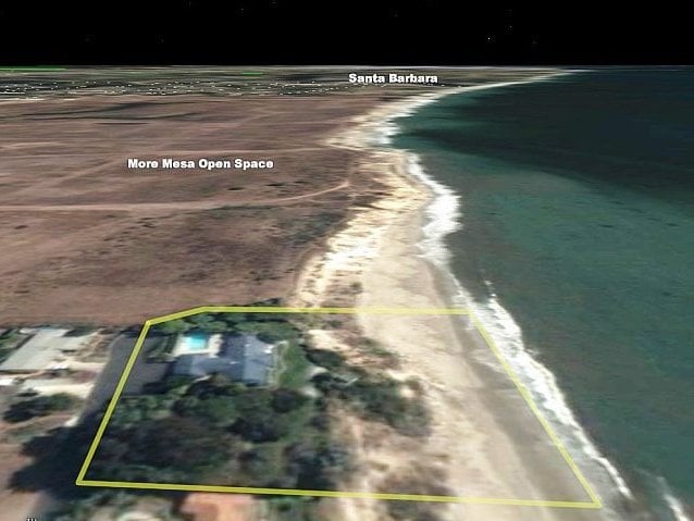Aerial view of conservation land and private beach