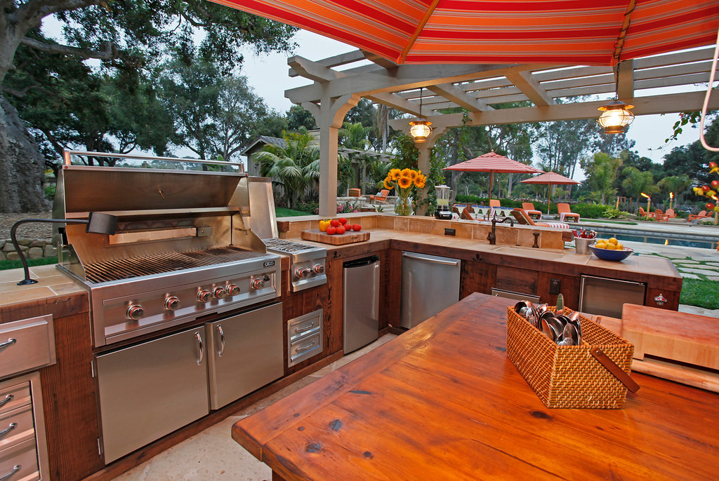 The outdoor kitchen is fully equipped