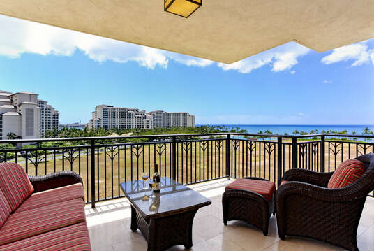 The Lanai at this vacation house rental oahu hawaii with Beautiful Ocean View