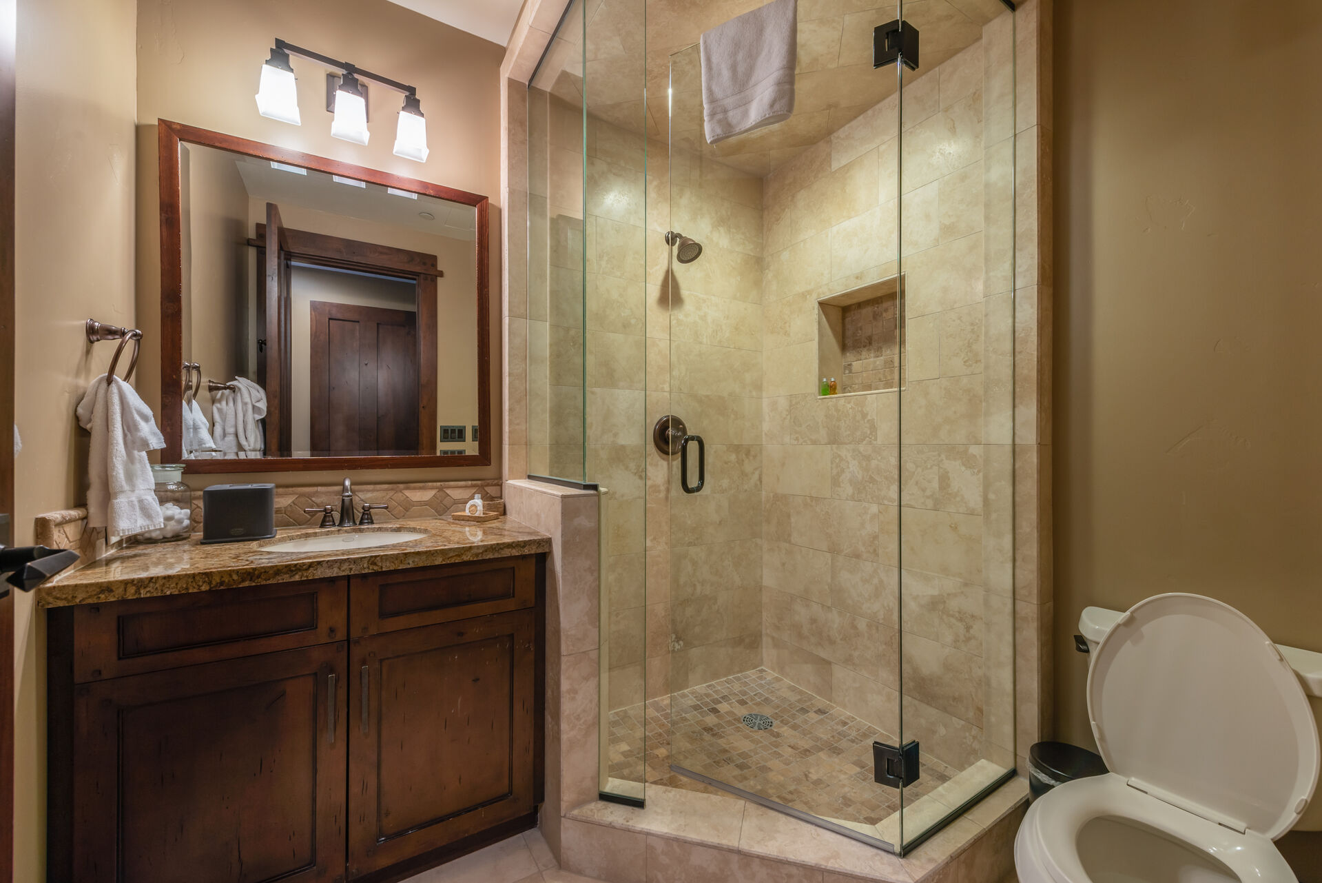 Second master bathroom with stone shower