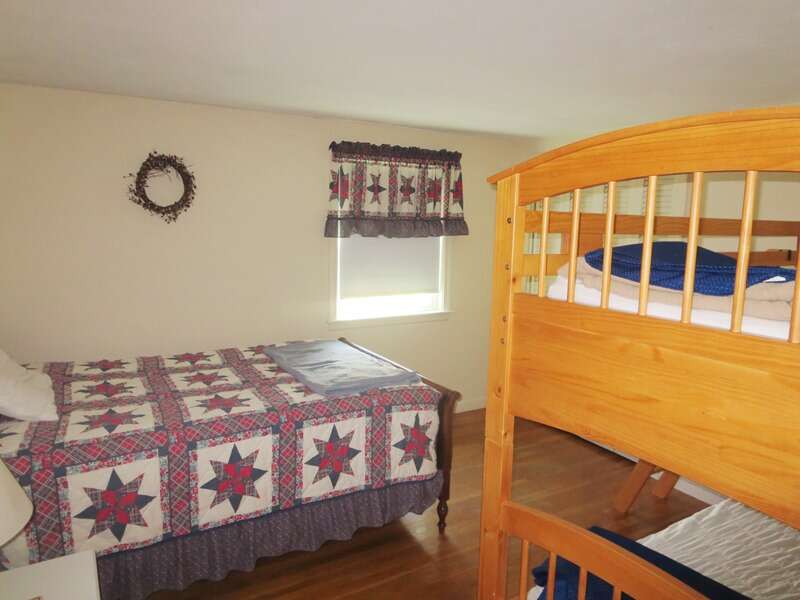 Bedroom #3 with a Double bed and set of Twin Bunks - 26 Ridgevale Road South Harwich Cape Cod New England Vacation Rentals #BookNEVRDirectPlaceOnTheCape