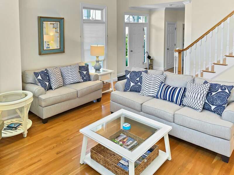 Open Living area with connection to the dining, kitchen and entry areas - 2 Captains Row E Chatham Cape Cod New England Vacation Rentals-#BookNEVRDirectCaptainsRow
