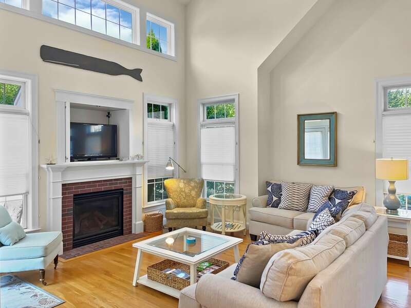 Another view of the welcoming hearthside living room - 2 Captains Row E Chatham Cape Cod New England Vacation Rentals-#BookNEVRDirectCaptainsRow