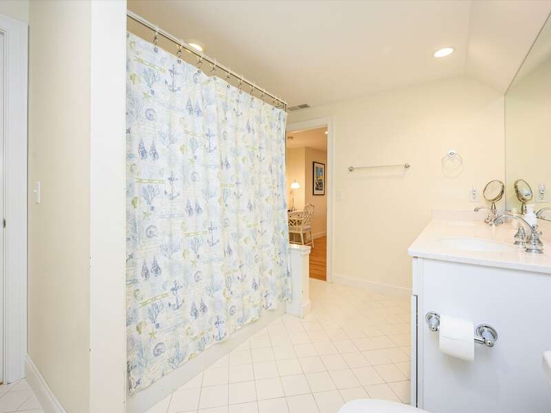 Double vanity -spacious 2nd flr bathroom access from the upper den as well as Bedroom- 2 Captains Row E Chatham Cape Cod New England Vacation Rentals-#BookNEVRDirectCaptainsRow