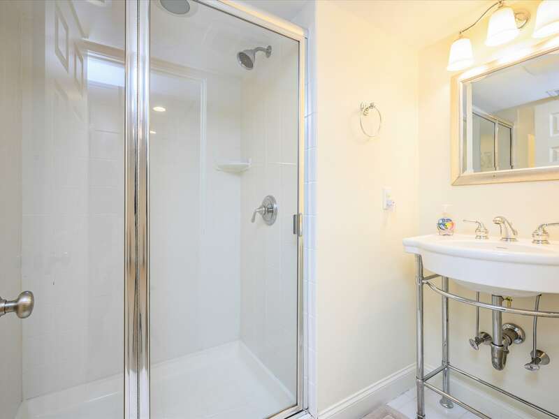 Full bath on lower level with shower-2 Captains Row E Chatham Cape Cod New England Vacation Rentals-#BookNEVRDirectCaptainsRow
