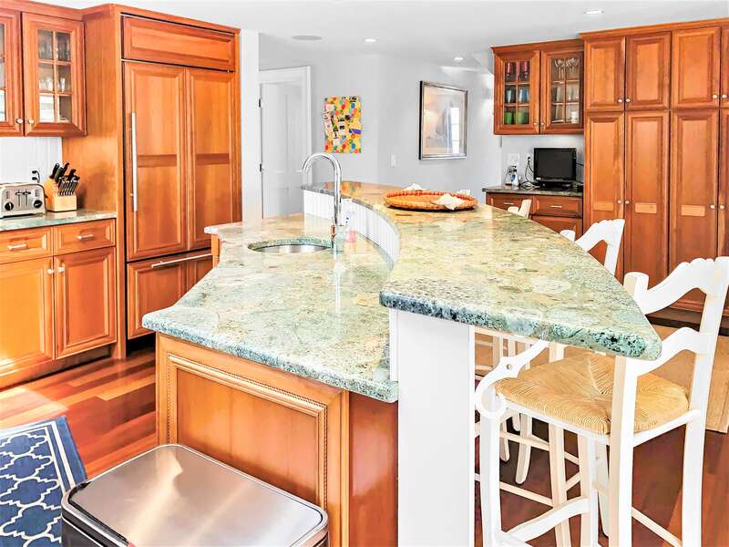 Custom kitchen with 2 dishwashers and dining for total of 14 with breakfast bar - 14 Hallett Lane -Chatham- Cape Cod- New England Vacation Rentals