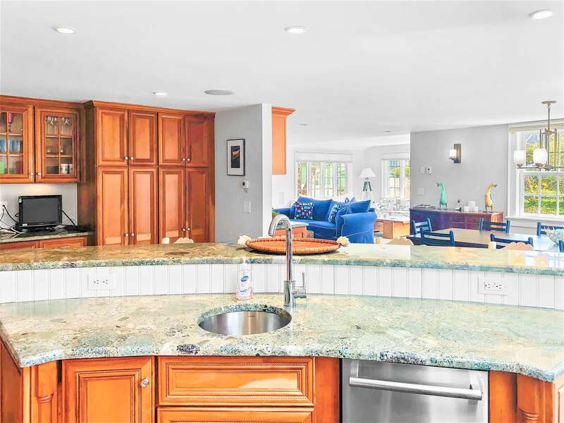 Custom kitchen with 2 dishwashers and dining for total of 14 with breakfast bar - 14 Hallett Lane -Chatham- Cape Cod- New England Vacation Rentals
