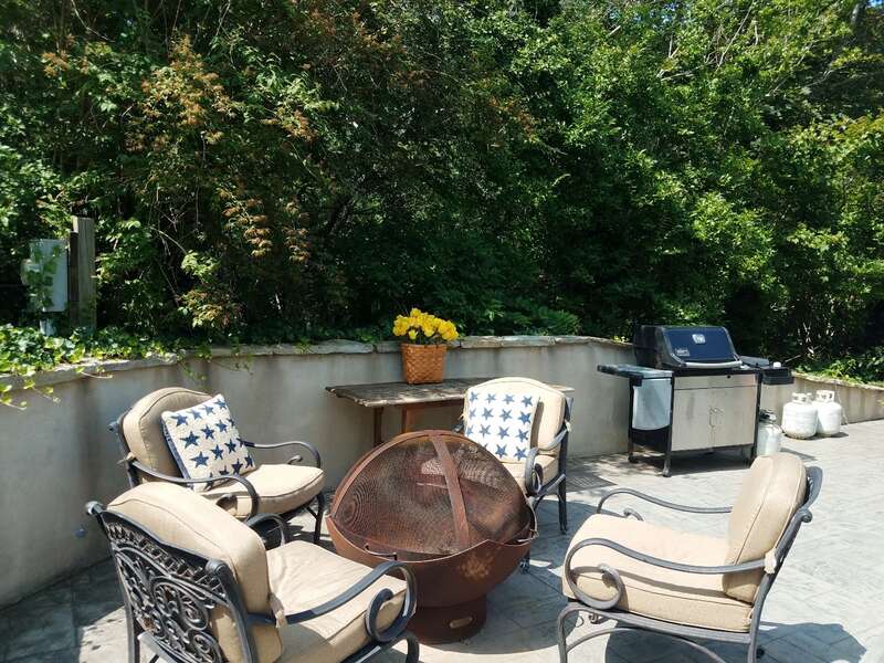 Fire pit on patio-  14 Hallett Lane -Chatham- Cape Cod- New England Vacation Rentals